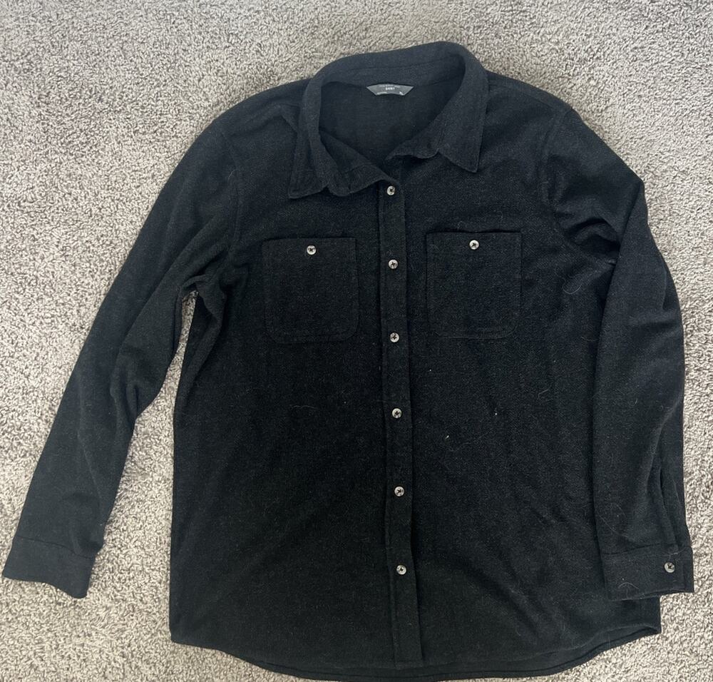 Cozy Button Down Short Women XL Black